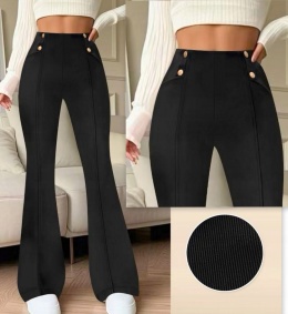 SPODNIE DZWONY PRĄŻEK SZEROKA NOGAWKA WYSOKI STAN