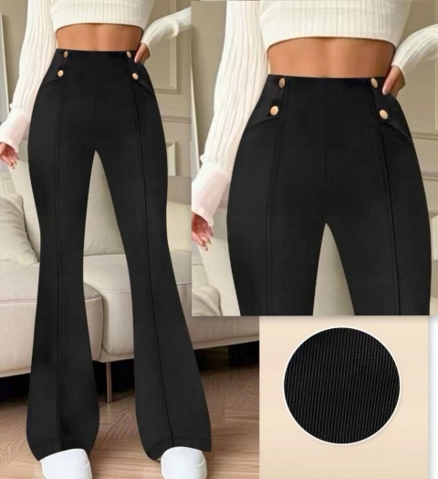 SPODNIE DZWONY PRĄŻEK SZEROKA NOGAWKA WYSOKI STAN