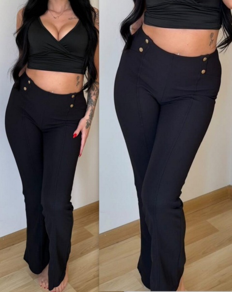 SPODNIE DZWONY PRĄŻEK SZEROKA NOGAWKA OCIEPLANE