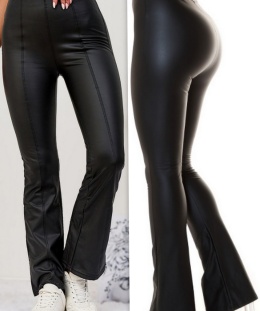 Spodnie dzwony EKO SKÓRA MATOWE przeszycia Ocieplane S/M