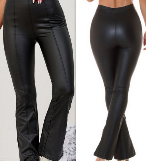 Spodnie dzwony EKO SKÓRA MATOWE przeszycia Ocieplane S/M